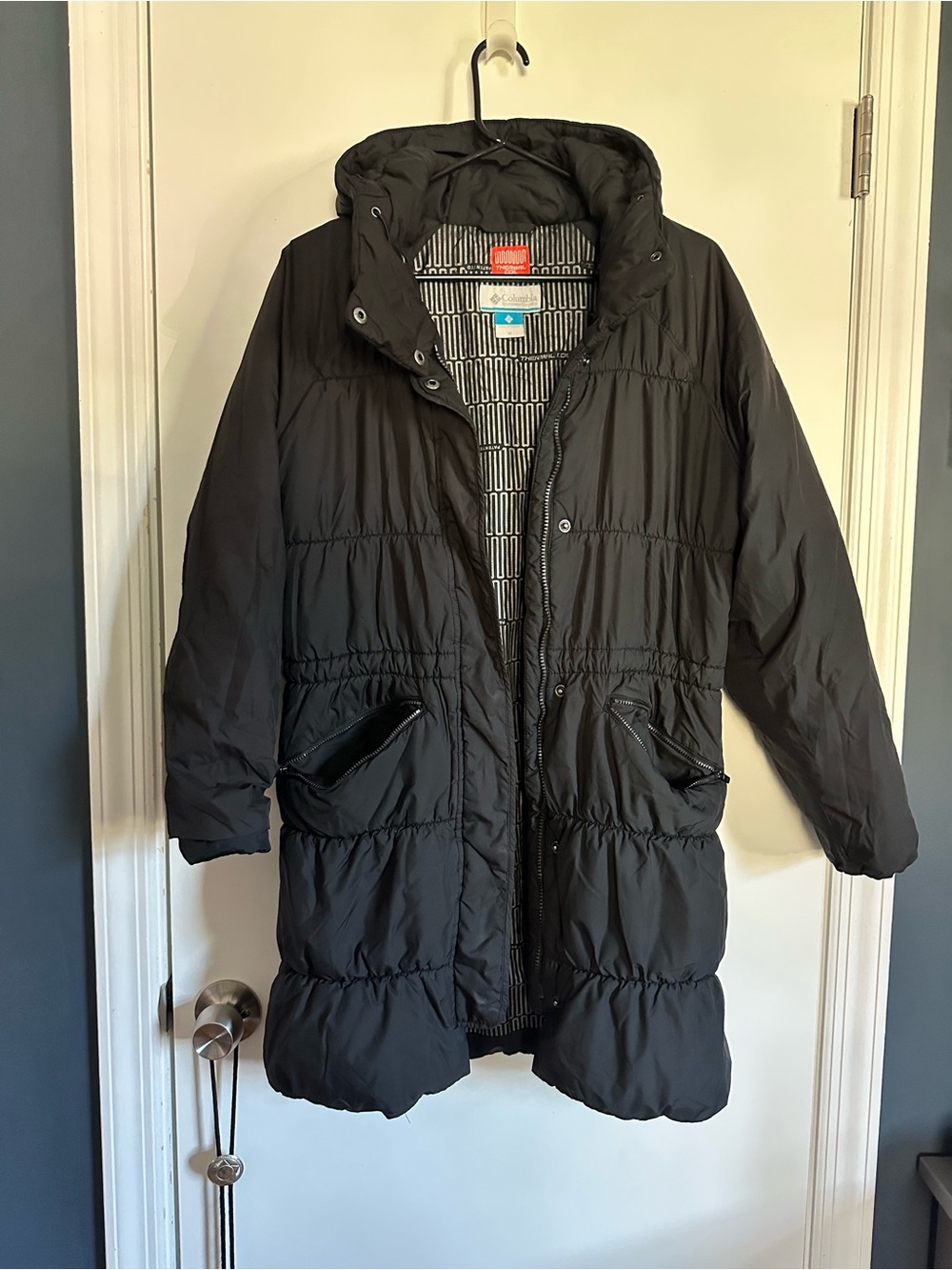 Columbia Black Long Hooded Puffer Coat